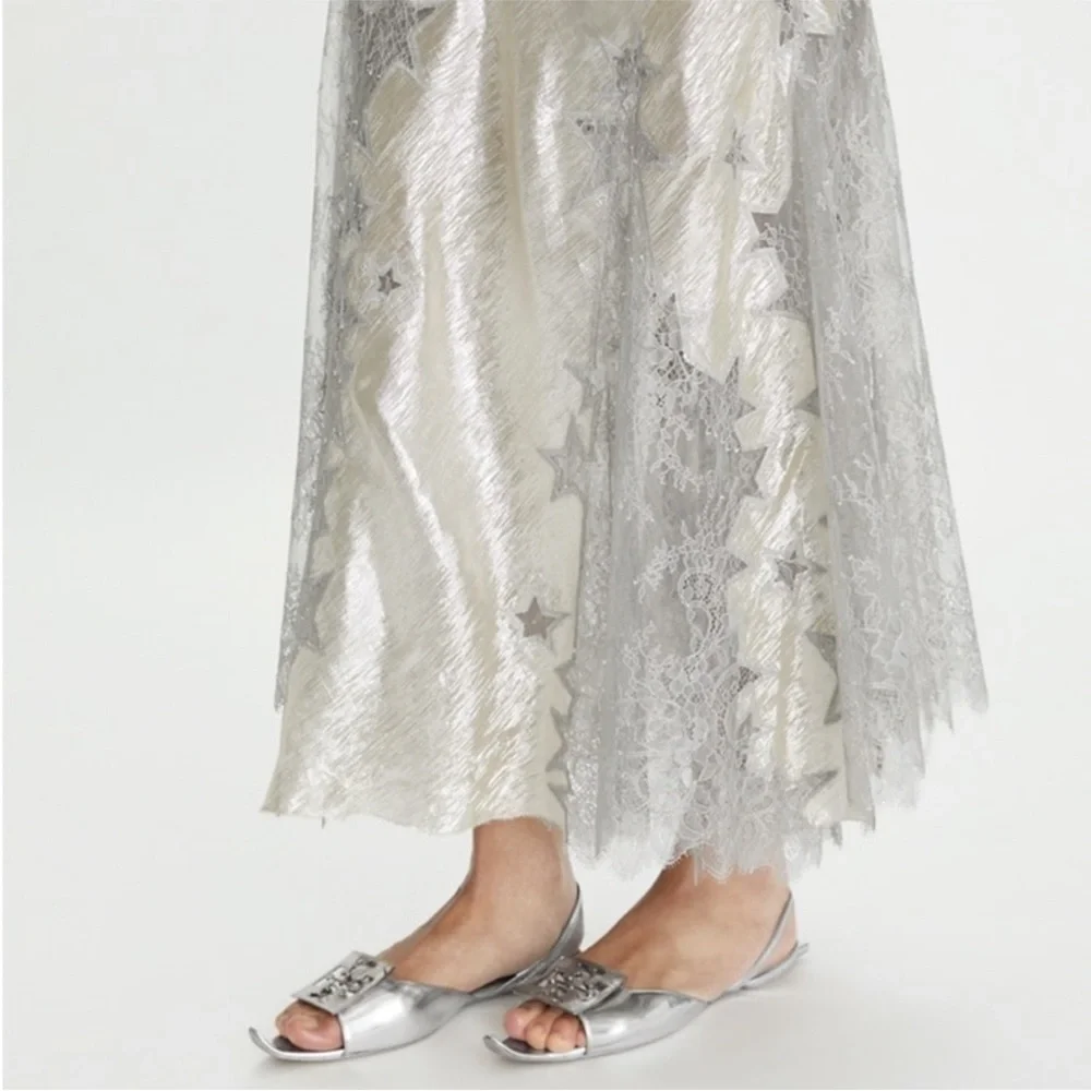 NWT Tory Burch Star Lace Slip Maxi Dress 14 $1,448